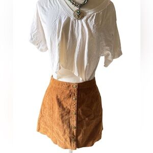Forever 21 100% leather high waisted button down brown mini skirt womens sz S